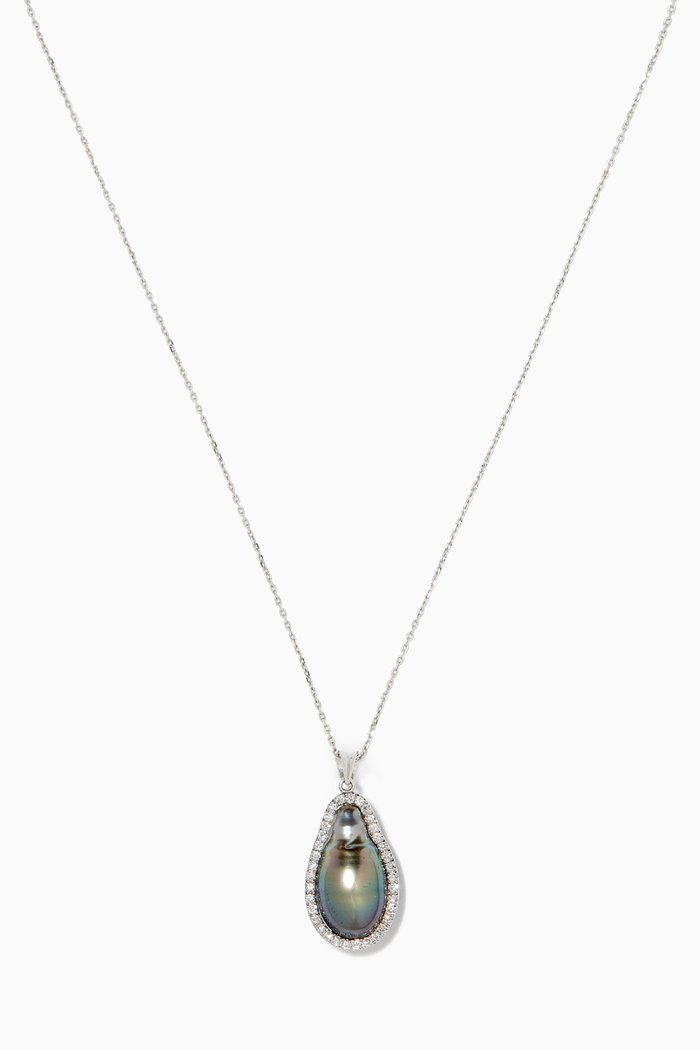 

Zoja Pearl Pandore Diamond Pendant in 18kt White Gold, Silver