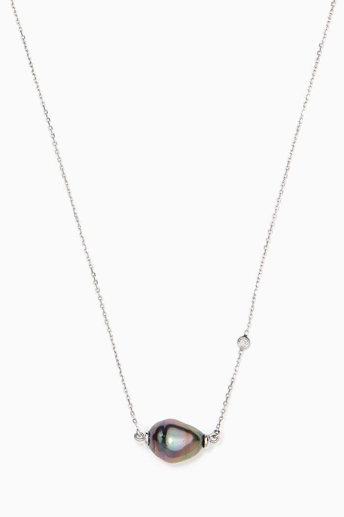 

Links of Love My First Pearl Diamond Necklace in 18kt White Gold, Silver