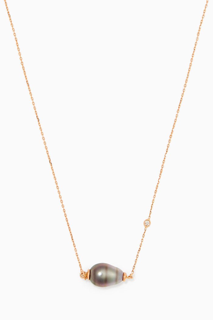

Links of Love My First Pearl Diamond Necklace in 18kt Rose Gold, Red