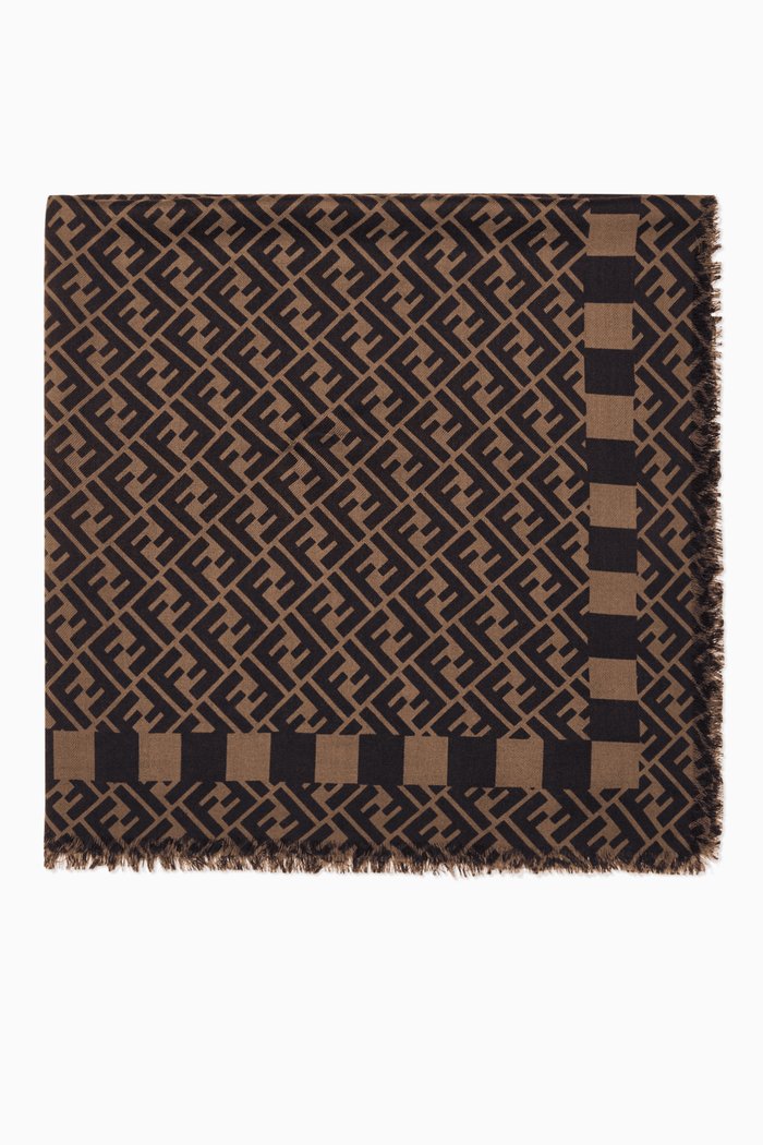 FF Keffiyeh Scarf in Cashmere Wool Silk Knit, Brown