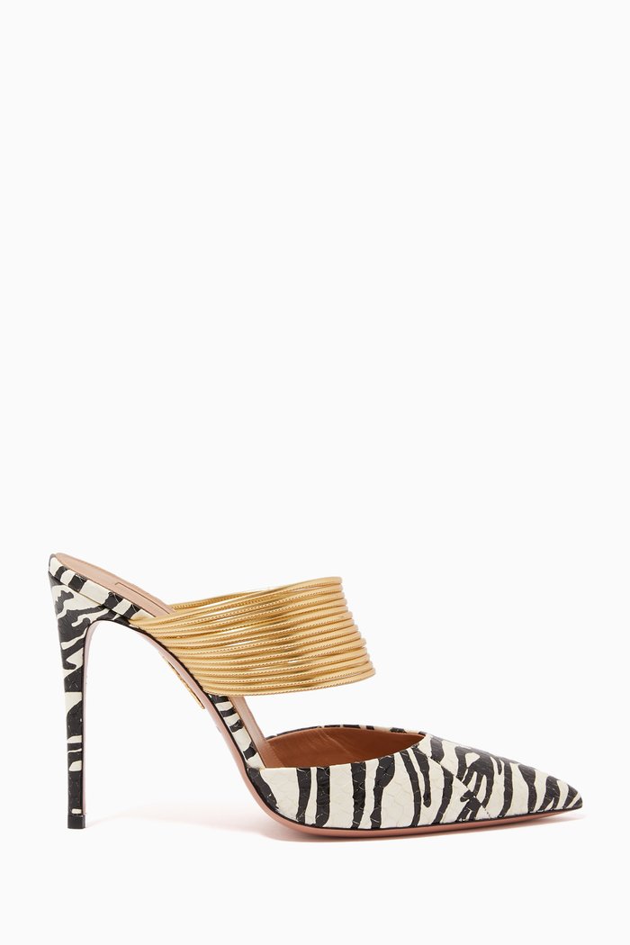 

Rendez Vous 105 Mules in Zebra Print Leather, Black