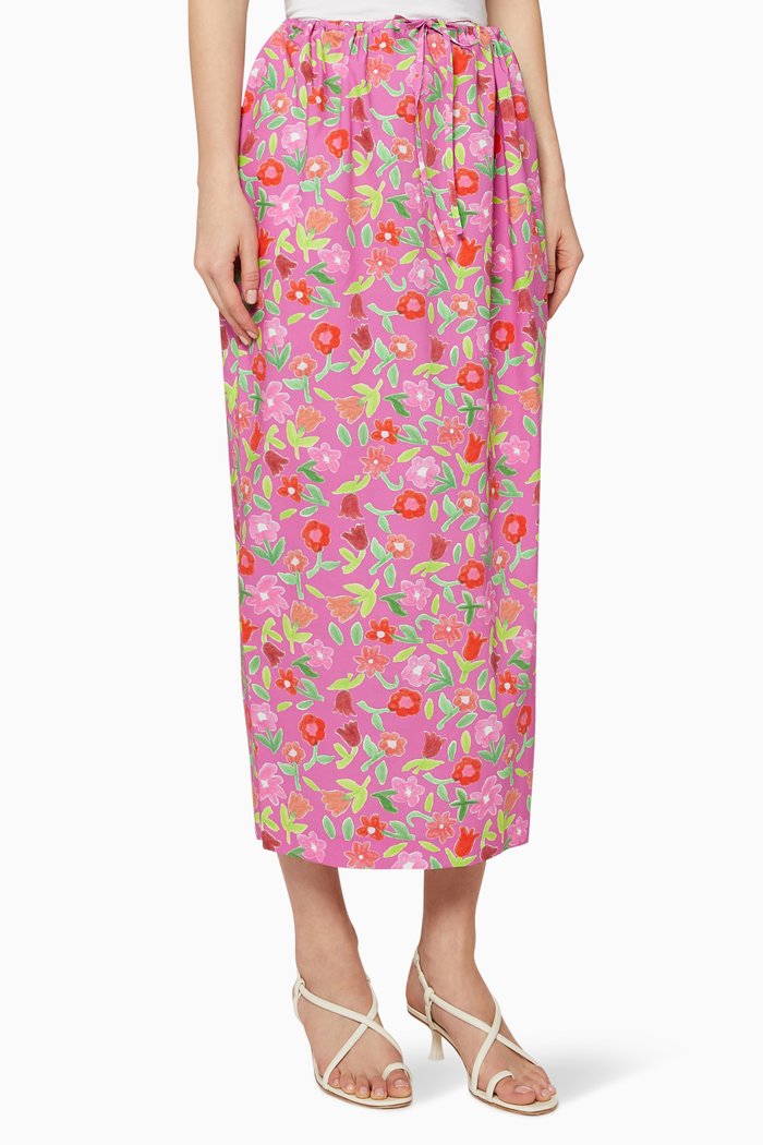 

Floral Cotton Balloon Skirt, Pink
