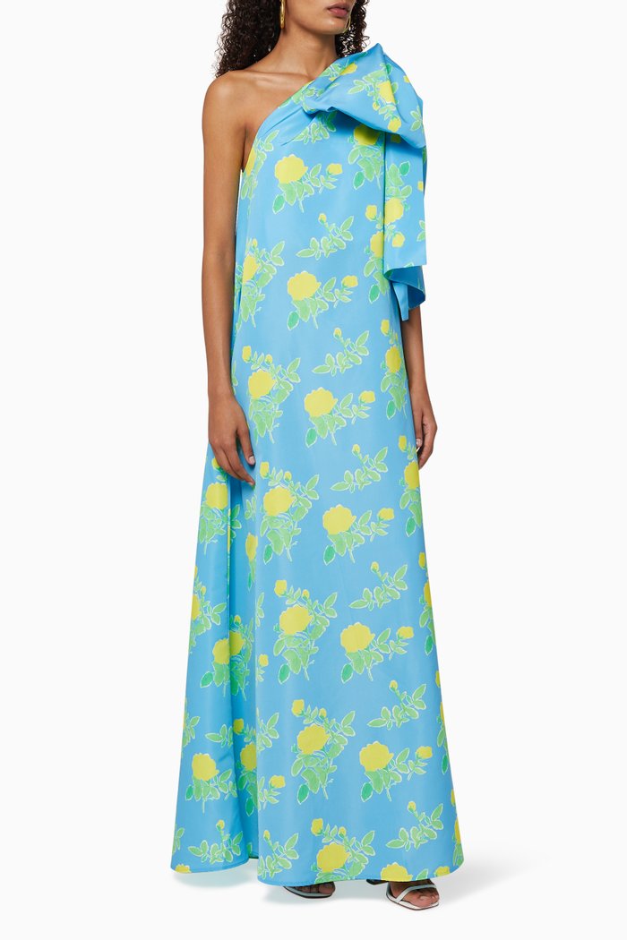 

Winnie Rose Print Taffeta Dress, Blue