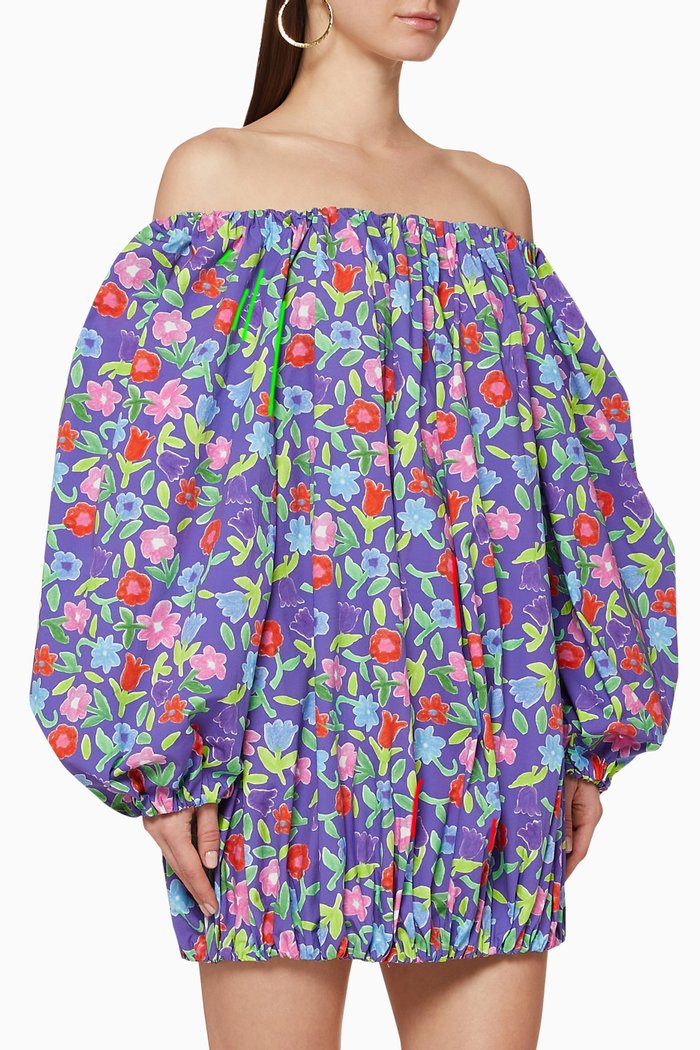 

Billy Floral Cotton Dress, Purple