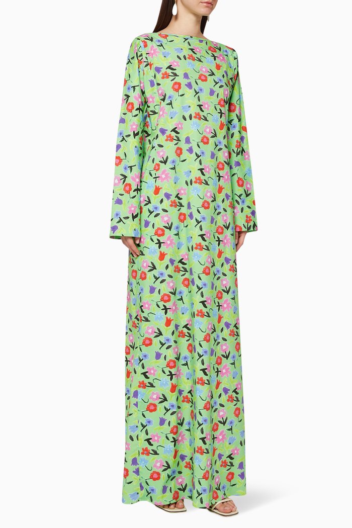 

Katherine Floral Cotton Dress, Green