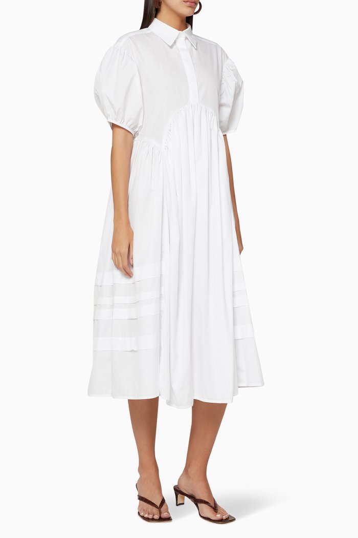 

Margo Puff-Sleeve Shirt Dress, White