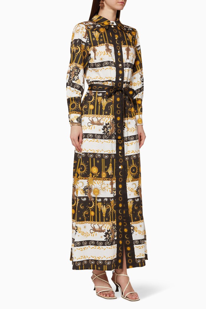 

Enchanted Printed Shirt Dress, Brown