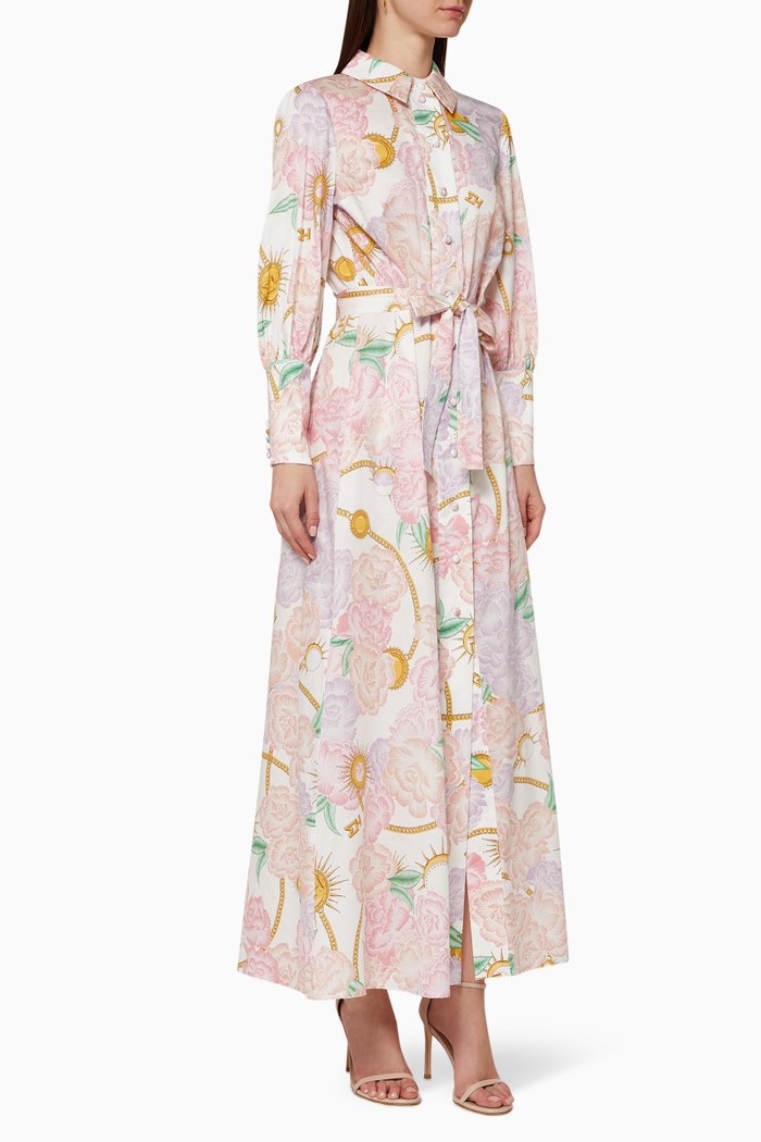 

Enchanted Printed Shirt Dress, White
