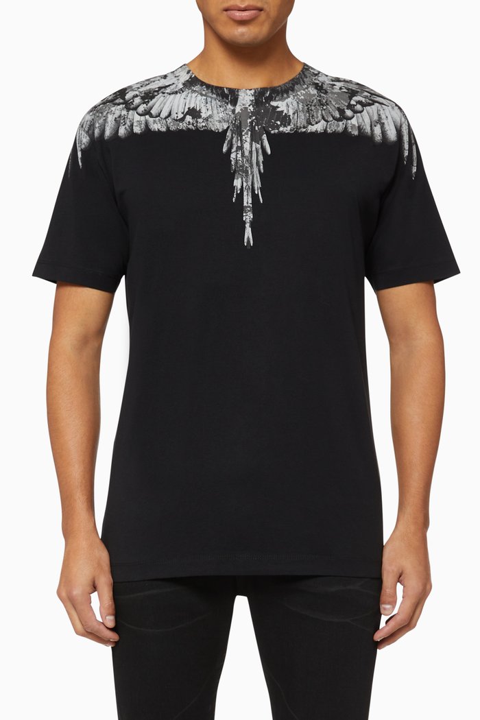 

Camouflage Wings Cotton T-Shirt, Black