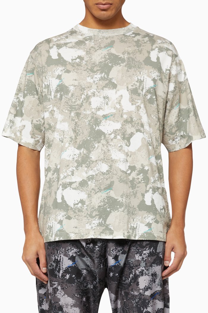 

Camouflage County Print Cotton T-Shirt, Grey