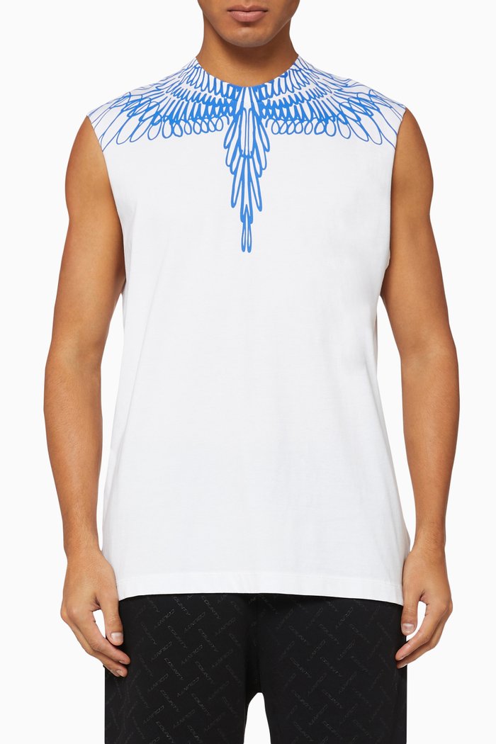 

Pictorial Wings Cotton Tank Top, White