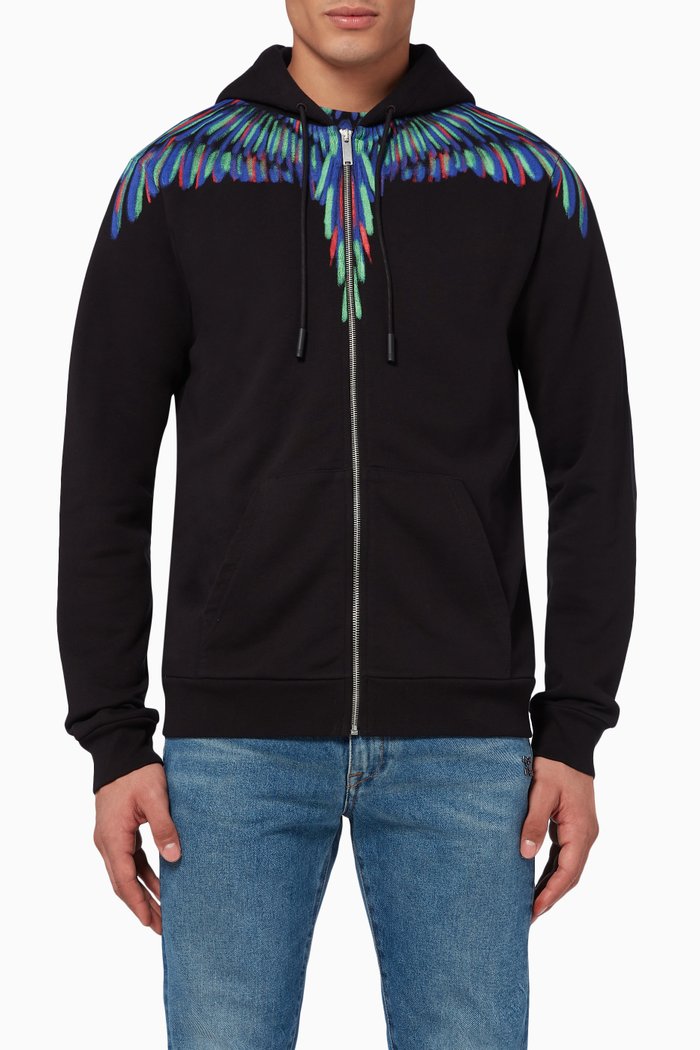 

Chalk Wings Zip-Up Hoodie, Black