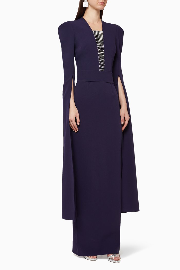 

Alvita Crystal Embellished Crepe Gown, Blue