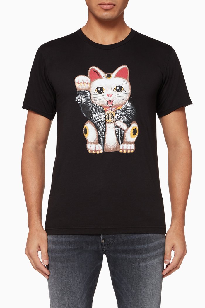

Lucky Swarovski Embellished Cotton T-Shirt, Black