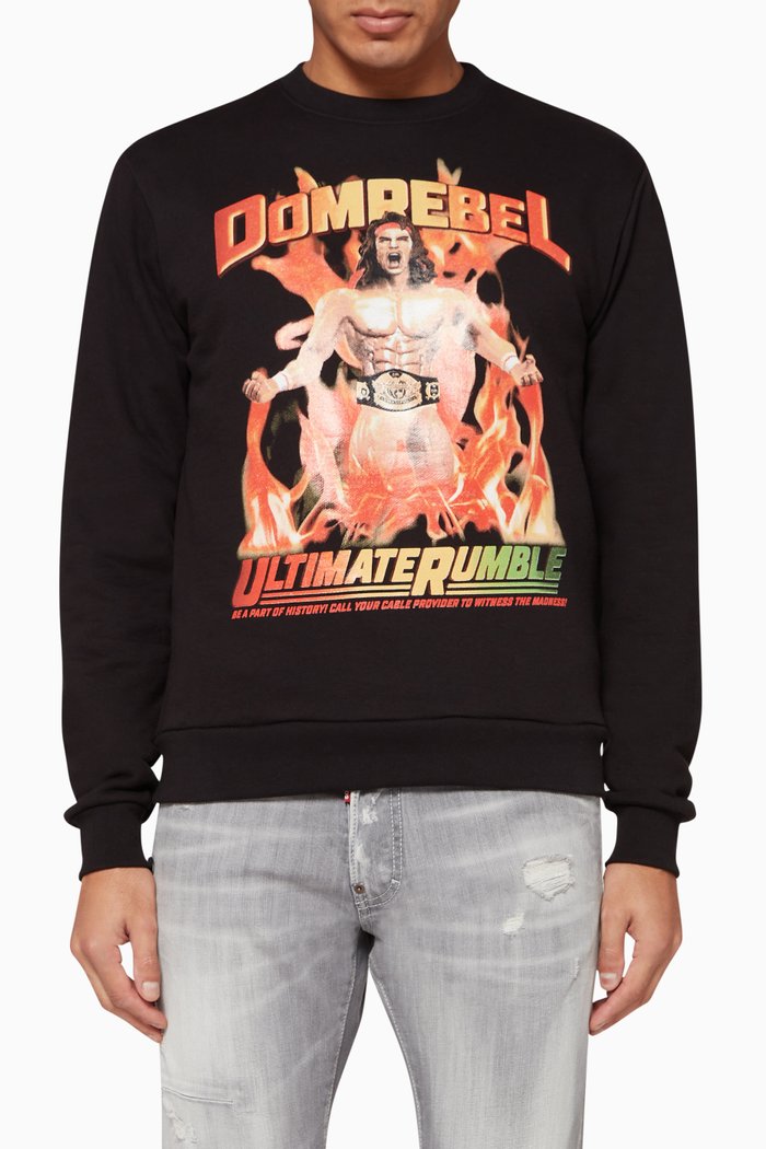 

Wrestler Box Cotton Sweatshirt, Black