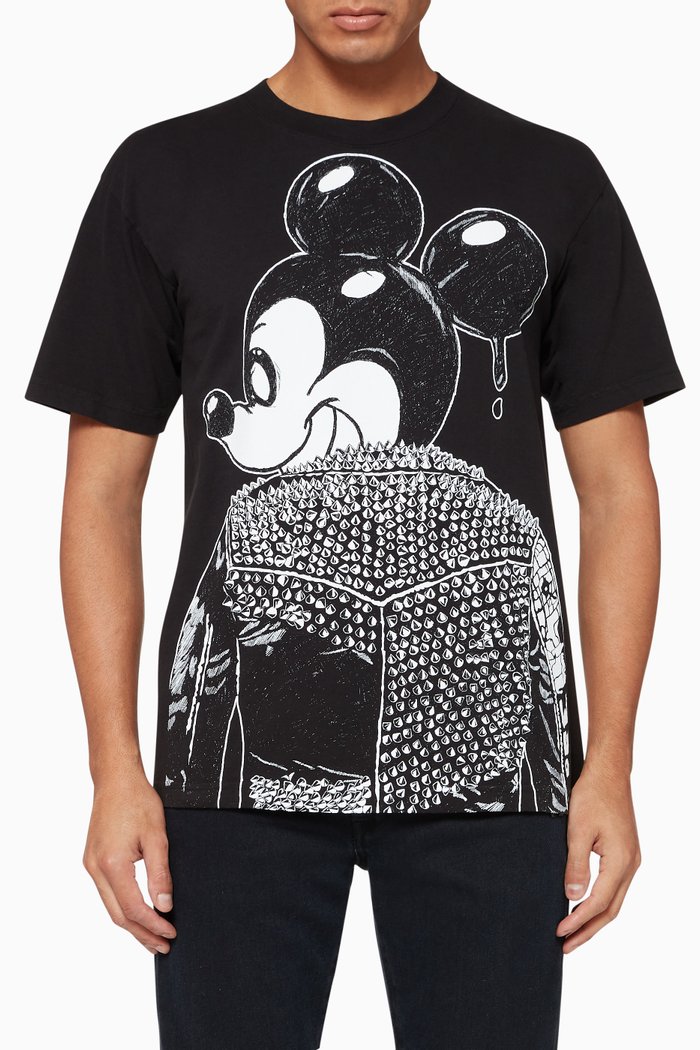 

Mickey Box Embellished Cotton T-Shirt, Black