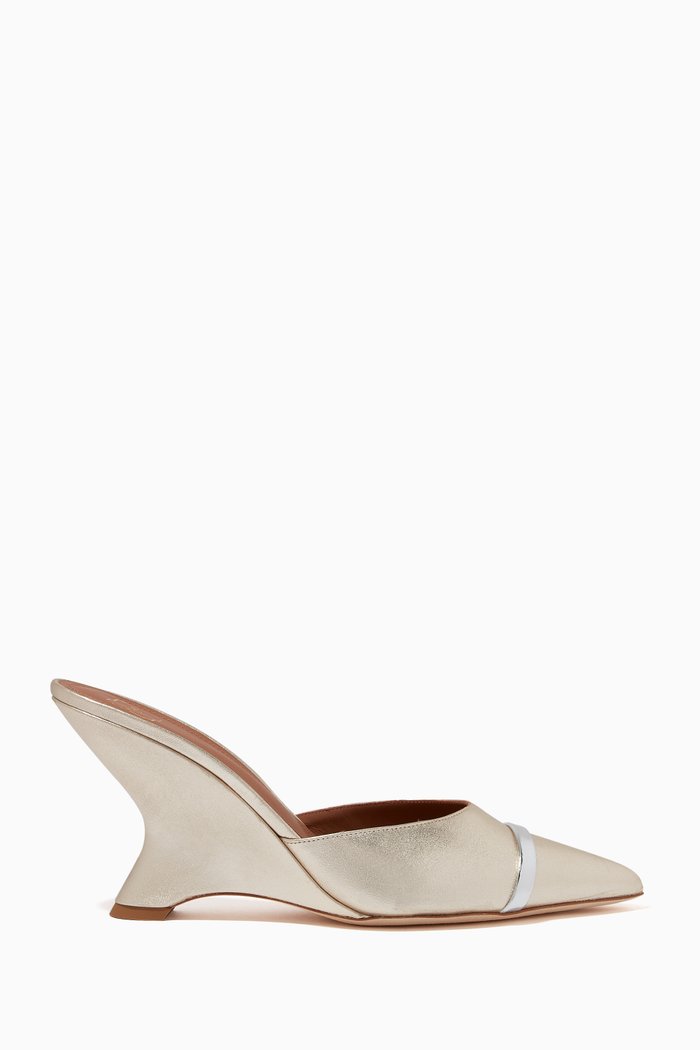 

Marilyn 80 Wedge Sandals in Metallic Nappa, Silver