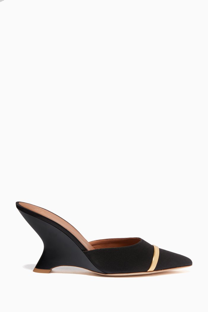 

Marilyn 80 Wedge Sandals in Satin, Black