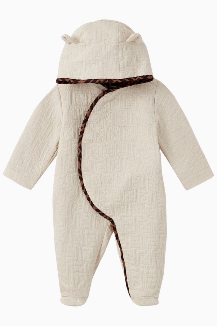 

FF Quilted Hooded Playsuit, Neutral