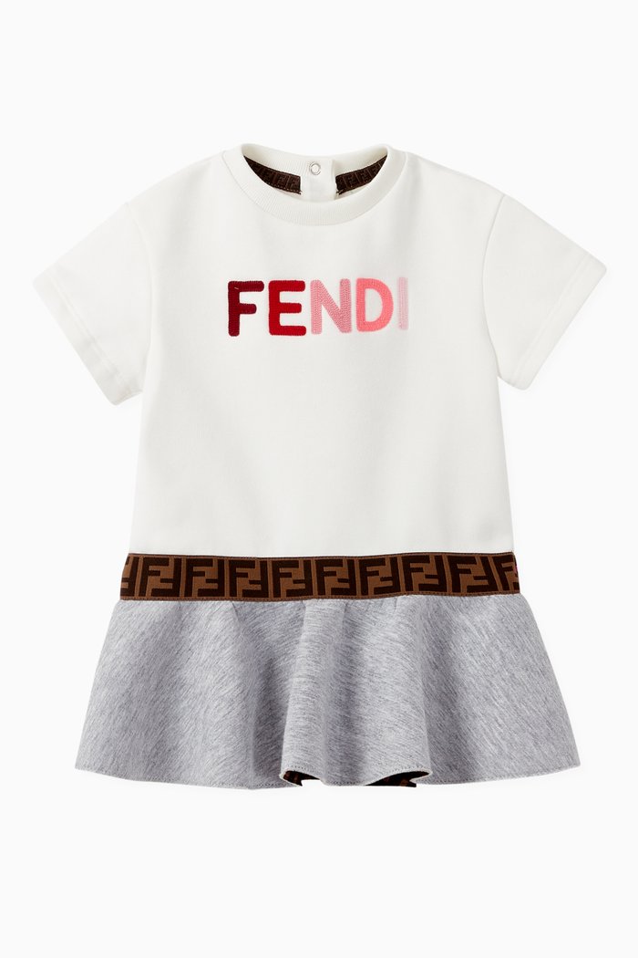 

Logo FF Band Cotton T-Shirt Dress, Multicolour