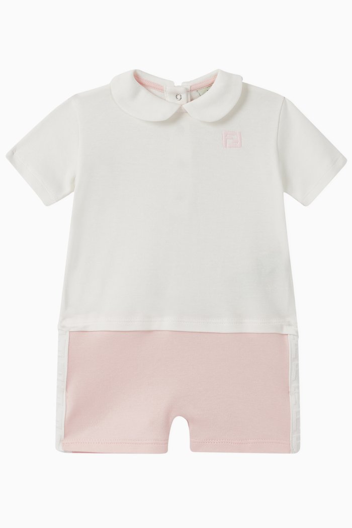 

Logo Cotton Romper, Pink