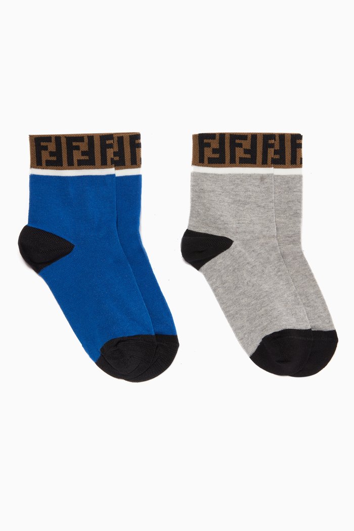 

FF Band Cotton Socks, Set of 2, Blue