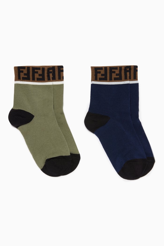 

FF Band Cotton Socks, Set of 2, Multicolour