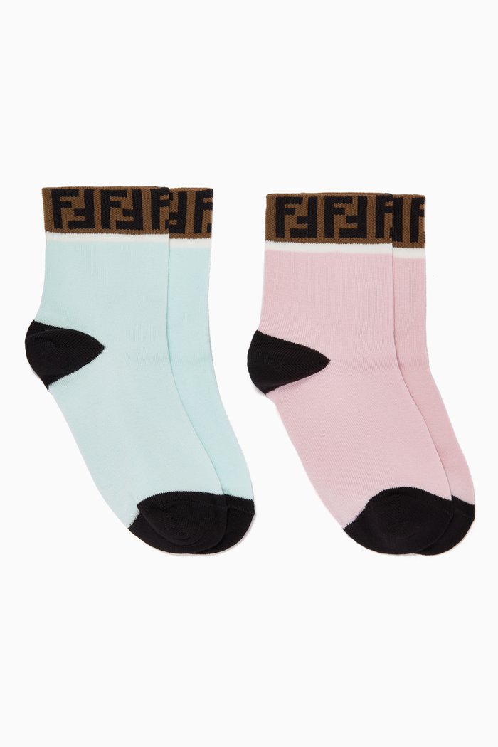 

FF Band Cotton Socks, Set of 2, Pink