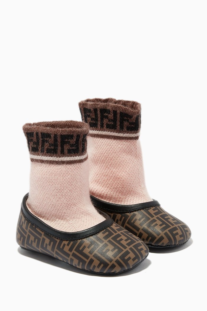 

Sock Ballerina Shoes in Leather, Multicolour