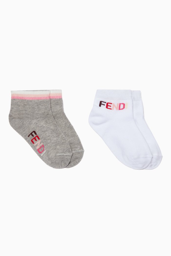 

FF Band Cotton Socks, Set of 2, Multicolour