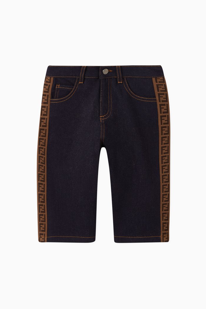 

FF Band Denim Shorts, Blue