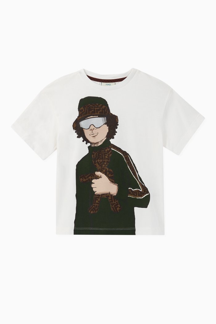 

FF Print Cotton T-Shirt, White