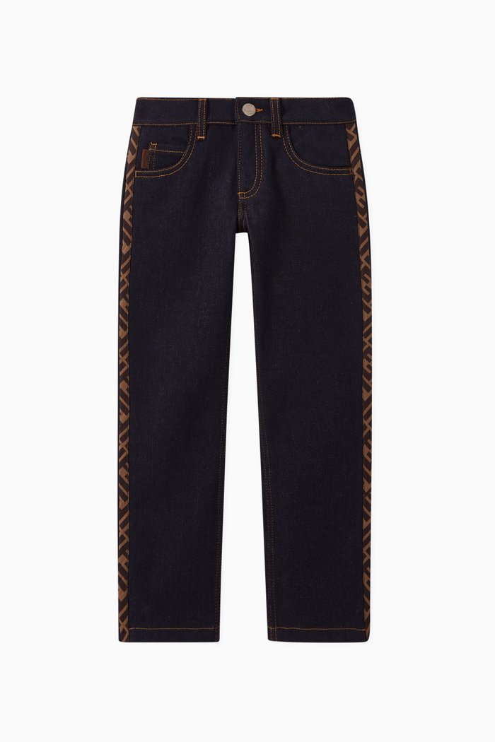 Logo Band Denim Jeans, Blue