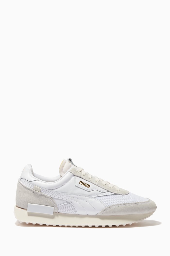 Future Rider Luxe Sneakers in Suede Leather, White