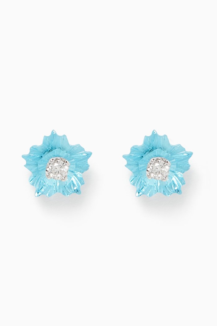

Floral Topaz Diamond Stud Earrings, White