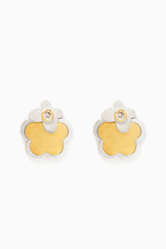 

Floral 3D Diamond Earrings in 18kt Gold, Multicolour