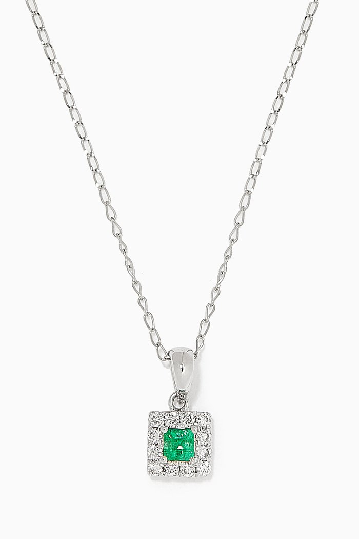 

Classic Emerald Diamond Necklace in 18kt White Gold