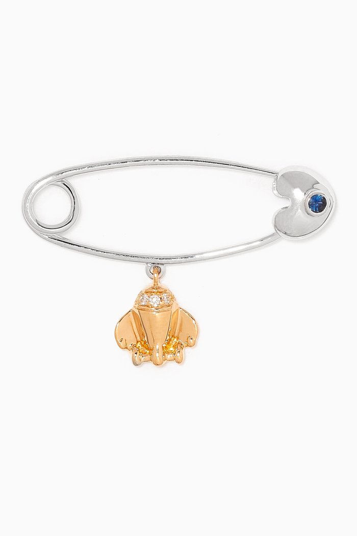 

"It's A Boy!" Jet Plane Diamond & Sapphire Brooch in 18kt Gold, White