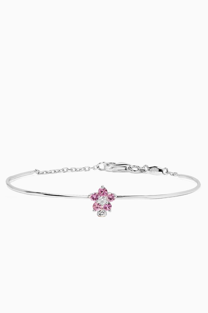 

Roses Pink Sapphire Diamond Bracelet in 18kt White Gold