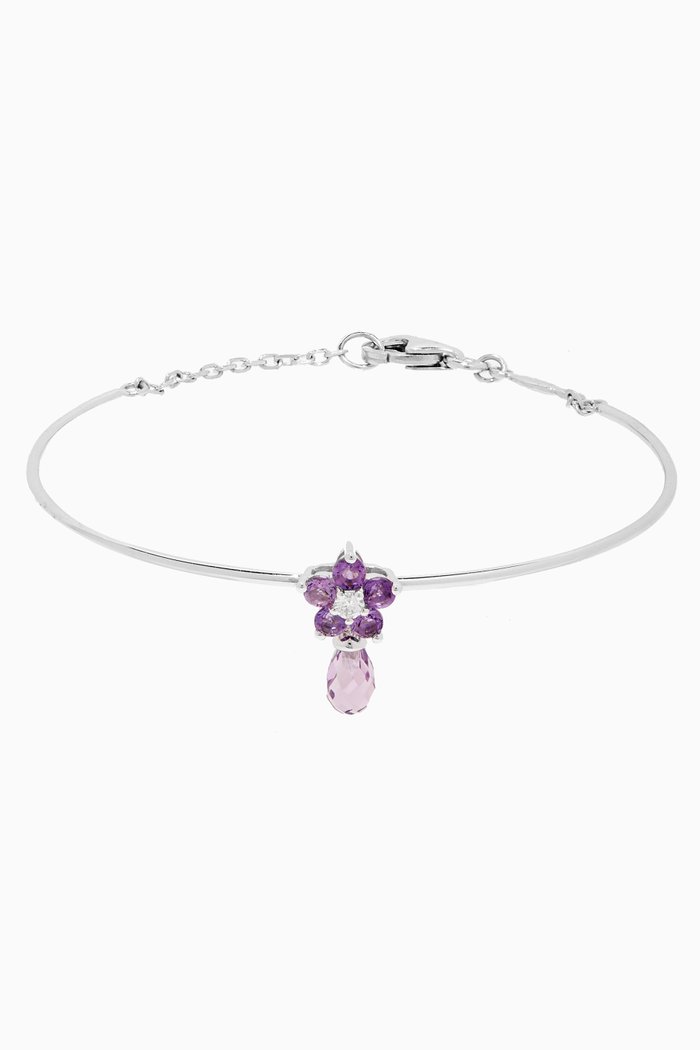 

Roses Topaz & Diamond Bracelet in 18kt White Gold, Purple