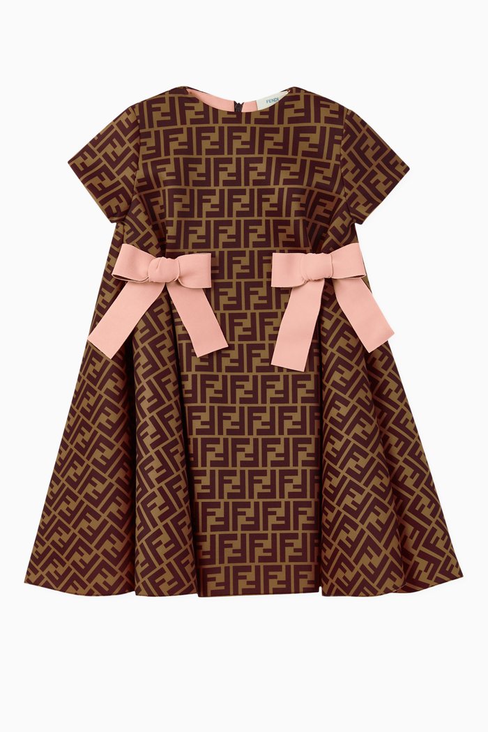 

FF Logo Bow Dress, Brown