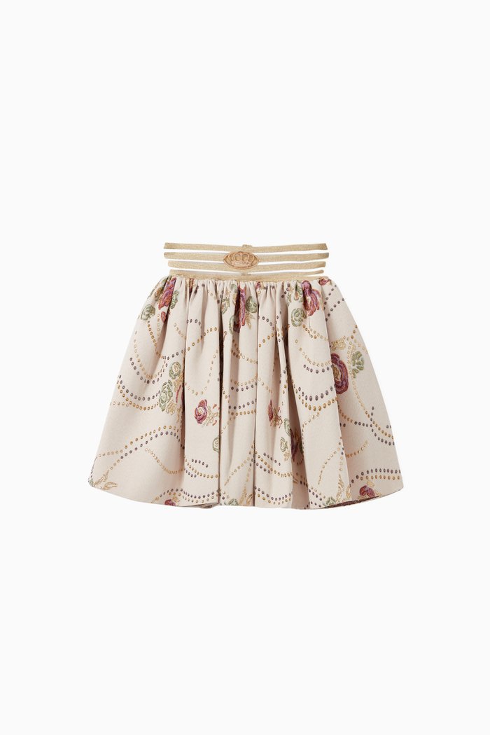 Floral Embroidered Skirt, Pink