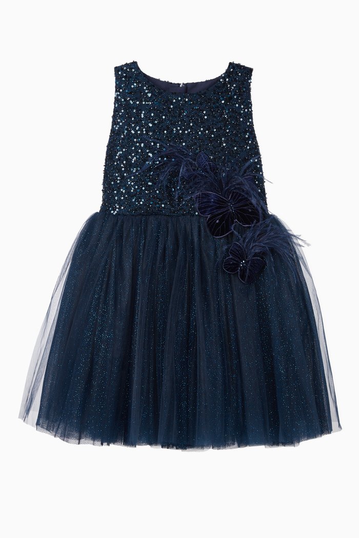 

Butterfly Sequinned Tulle Dress, Blue