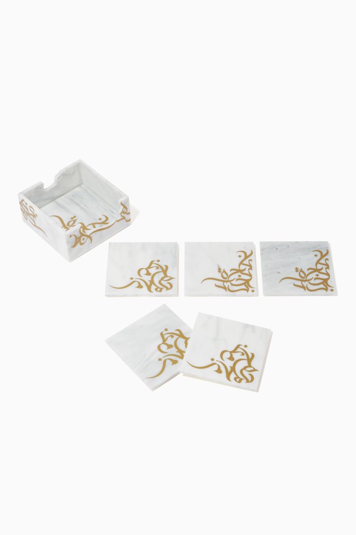 Calligraffiti Coaster Set, White