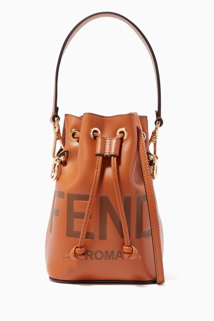 

Mon Tresor Mini Bucket Bag in Leather, Brown