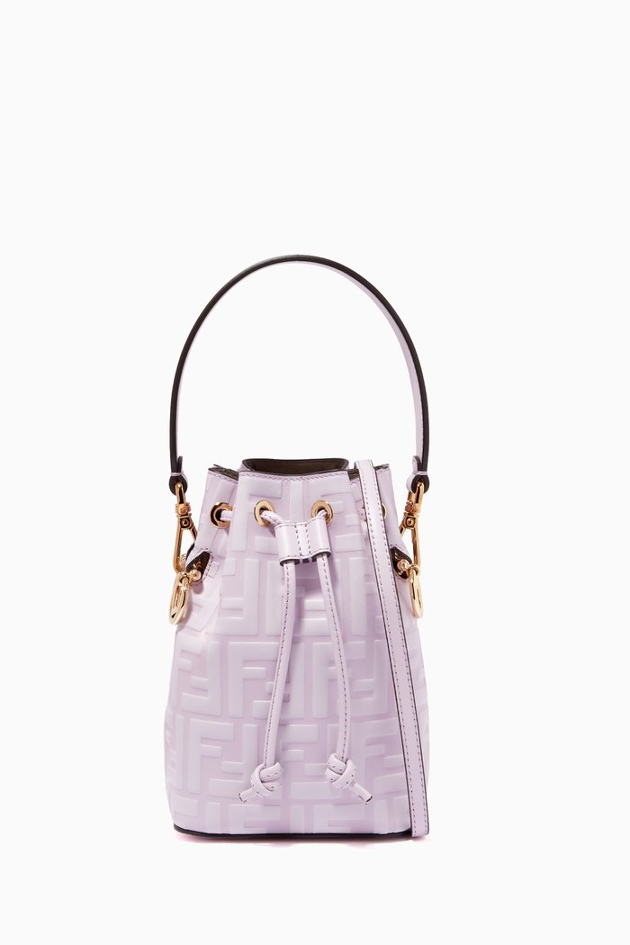 

Mon Tresor Mini Bucket Bag in Leather, Purple