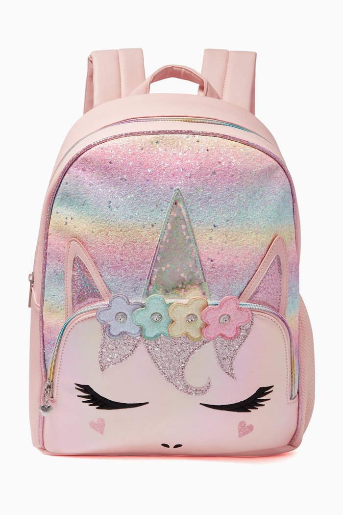 Flower Crown Miss Gwen Ombre Glitter School Backpack, Pink
