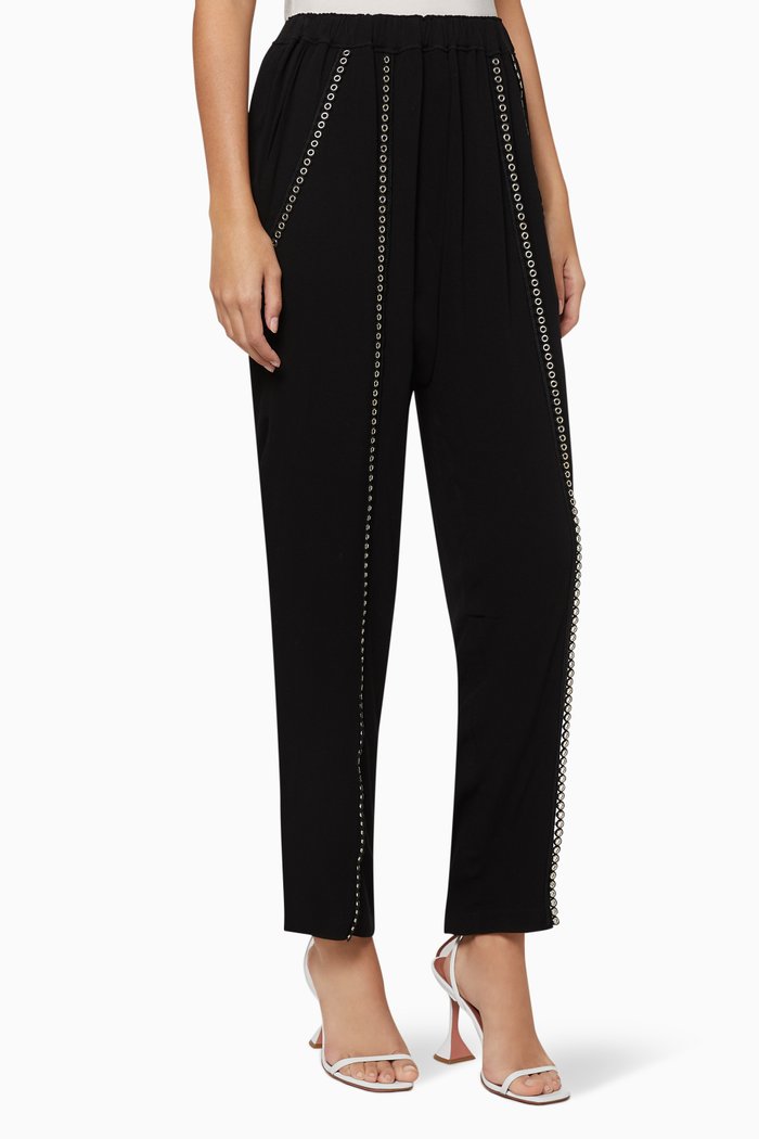 

Egini Eyelet Detail Pants, Black