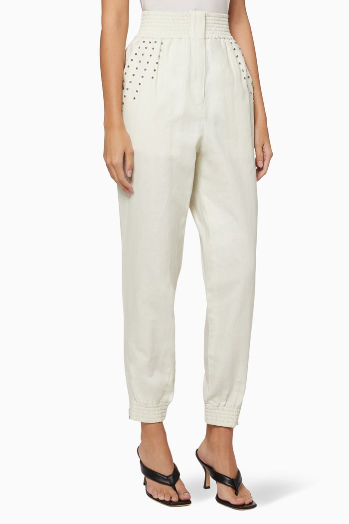 

Richly Linen-Blend Tapered Pants, Neutral