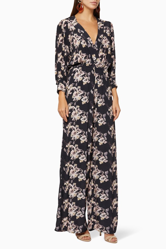 

Mexi Floral Print Jumpsuit, Black